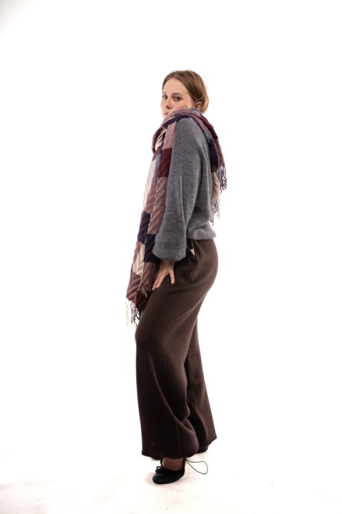 Szal w kratę z wełną i kaszmirem ZUZU THE HAT DZ26-301 - Wine Red