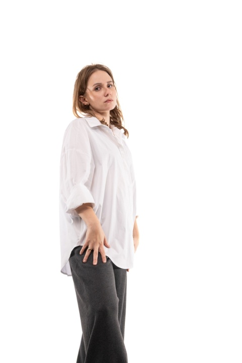 Włoska gładka koszula oversize basic ZETA OTTO STUDIO - Biała