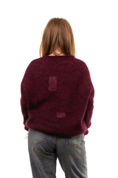 Włoski puszysty sweter 80% Kid Mohair HH24344 Made in Italy - Bordo