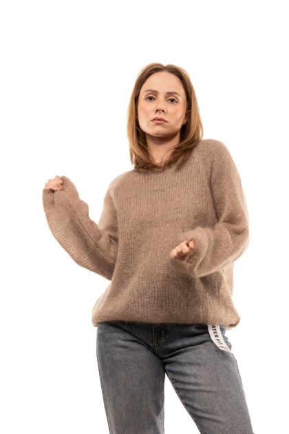 Włoski sweter mgiełka 65% Kid Mohair ART 36601 Made in Italy - Ciemny beż