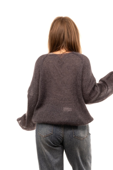Włoski sweter mgiełka 65% Kid Mohair ART 36601 Made in Italy - Grafit