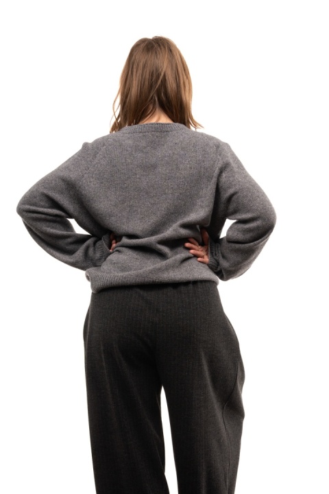 Włoski sweter z półgolfem z wełną i kaszmirem ART.3350 - Szary