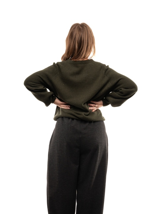 Włoski sweter z półgolfem z wełną i kaszmirem ART.3350 - Khaki