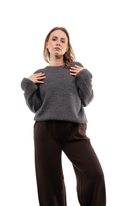 Włoski sweter z półgolfem z wełną i kaszmirem ART.3350 - Grafit