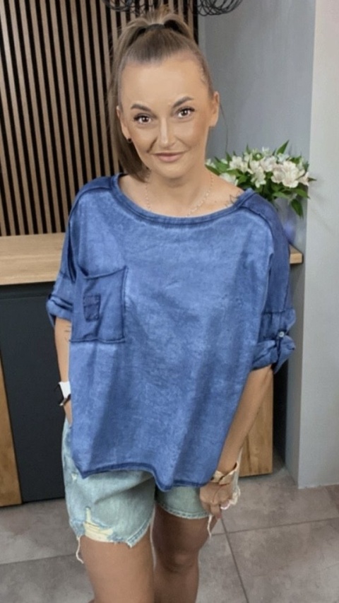 Bluzka MU MU - Niebieska Bluzka MU MU - Niebieska