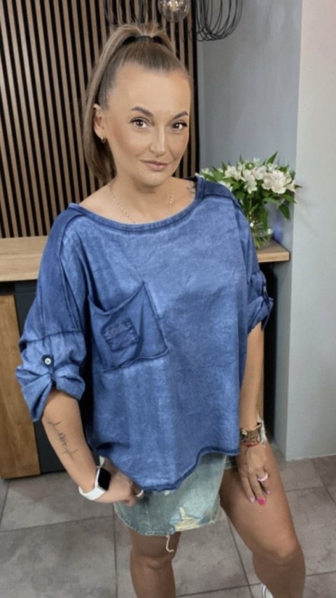 Bluzka MU MU - Niebieska Bluzka MU MU - Niebieska