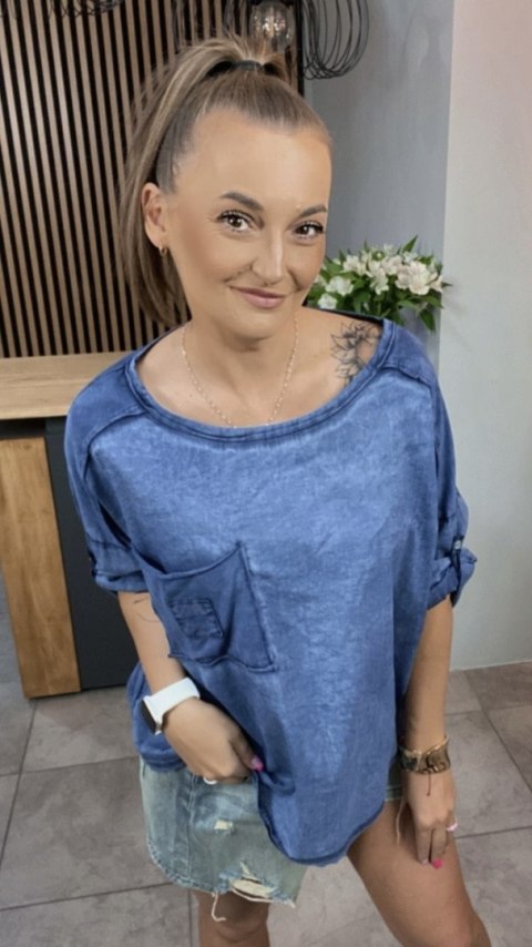 Bluzka MU MU - Niebieska Bluzka MU MU - Niebieska