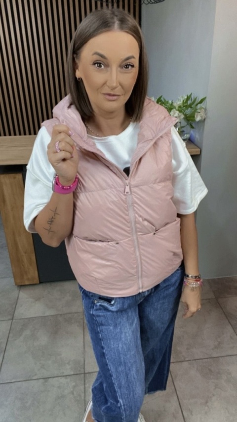 Kamizelka z kapturem Naturalny Puch Puder