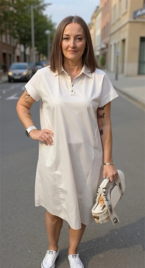 Sukienka Wiya z tkaniny typu Lacosta Beige