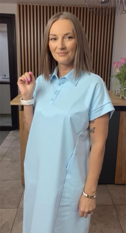 Sukienka Wiya z tkaniny typu Lacosta Blue