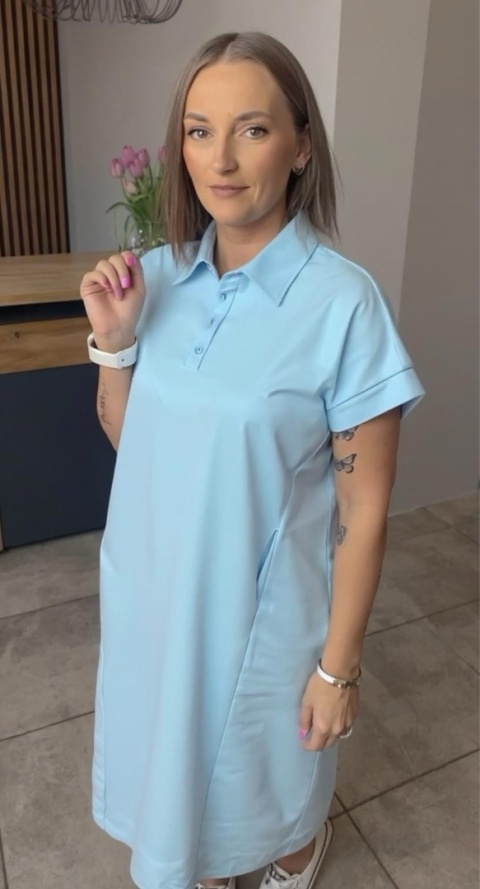 Sukienka Wiya z tkaniny typu Lacosta Blue