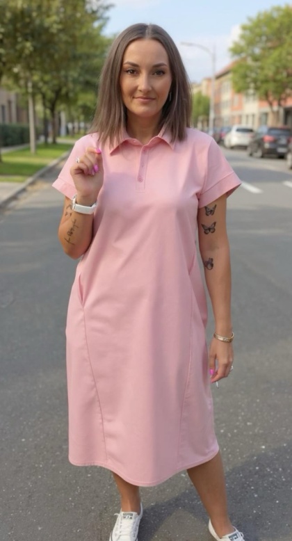 Sukienka Wiya z tkaniny typu Lacosta Puder