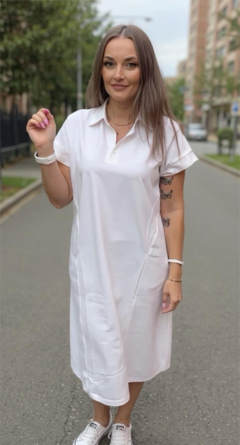 Sukienka Wiya z tkaniny typu Lacosta White Sukienka Wiya z tkaniny typu Lacosta White