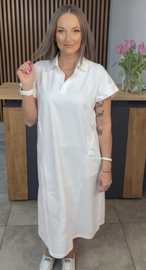 Sukienka Wiya z tkaniny typu Lacosta White Sukienka Wiya z tkaniny typu Lacosta White