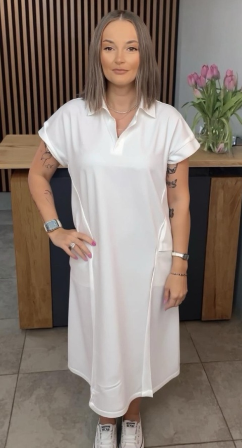 Sukienka Wiya z tkaniny typu Lacosta White Sukienka Wiya z tkaniny typu Lacosta White