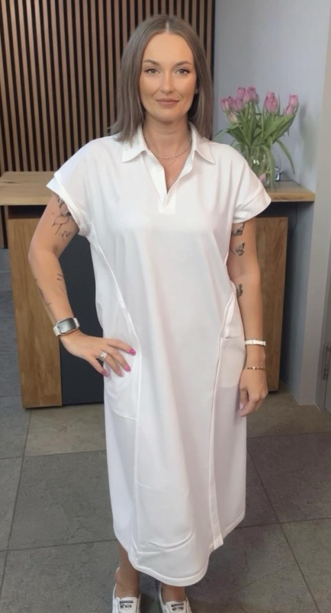 Sukienka Wiya z tkaniny typu Lacosta White Sukienka Wiya z tkaniny typu Lacosta White