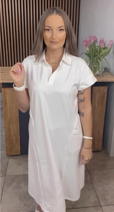 Sukienka Wiya z tkaniny typu Lacosta White Sukienka Wiya z tkaniny typu Lacosta White