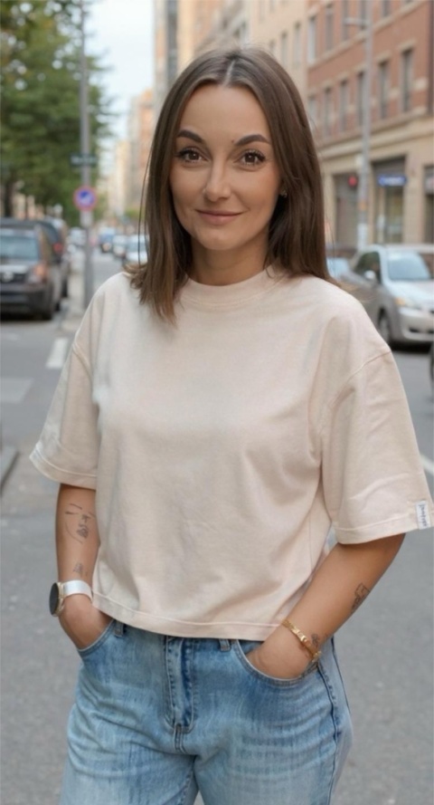 T-shirt Basic Lenoshka Beżowa T-shirt Basic Lenoshka Beżowa