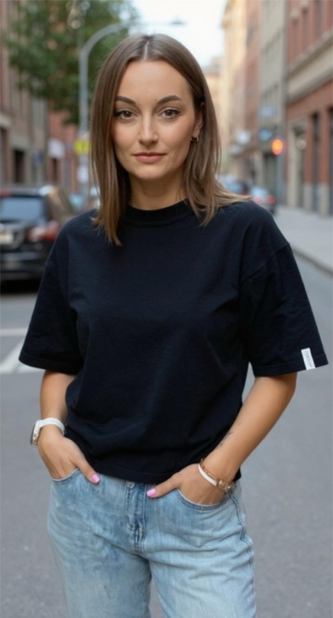 T-shirt Basic Lenoshka Czarny T-shirt Basic Lenoshka Czarny