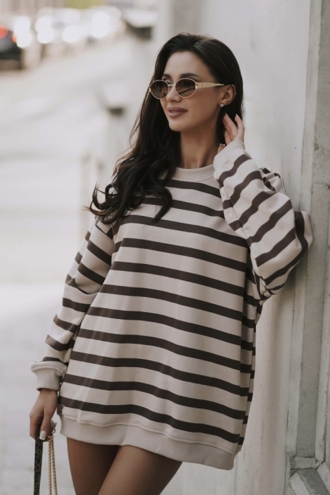 Bluza Long w paski Lenoshka Czekolada Bluza Long w paski Lenoshka Czekolada