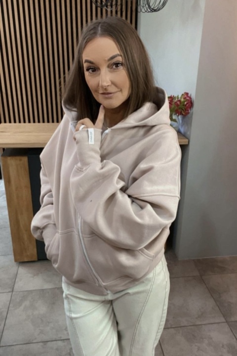 Bluza oversize z kapturem Lux – Lenoshka - Beżowa Bluza oversize z kapturem Lux – Lenoshka - Beżowa