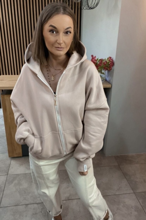Bluza oversize z kapturem Lux – Lenoshka - Beżowa Bluza oversize z kapturem Lux – Lenoshka - Beżowa