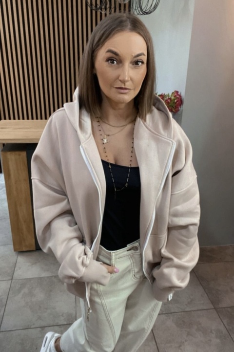 Bluza oversize z kapturem Lux – Lenoshka - Beżowa Bluza oversize z kapturem Lux – Lenoshka - Beżowa