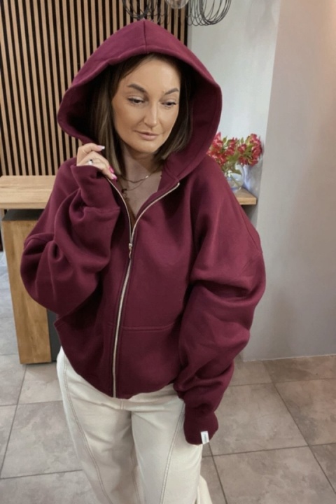 Bluza oversize z kapturem Lux – Lenoshka - Burgund Bluza oversize z kapturem Lux – Lenoshka - Burgund