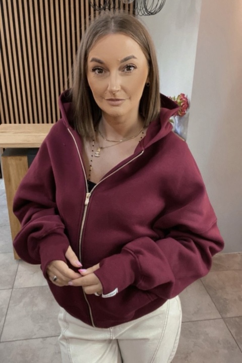 Bluza oversize z kapturem Lux – Lenoshka - Burgund Bluza oversize z kapturem Lux – Lenoshka - Burgund