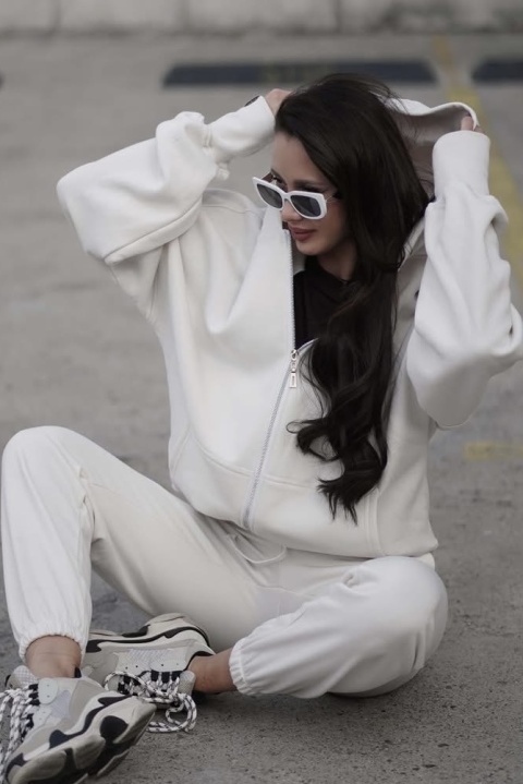 Bluza oversize z kapturem Lux – Lenoshka - Kokos