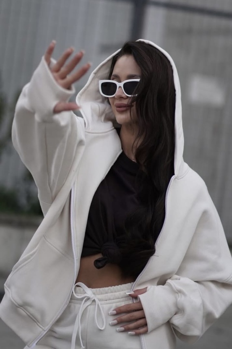 Bluza oversize z kapturem Lux – Lenoshka - Kokos