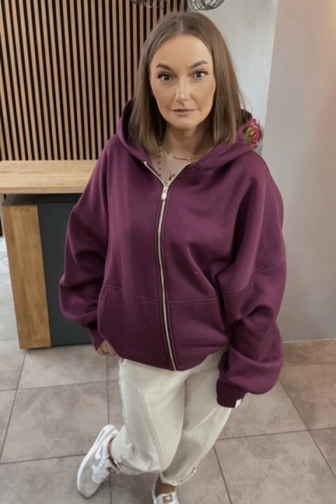 Bluza oversize z kapturem Lux – Lenoshka - Śliwka