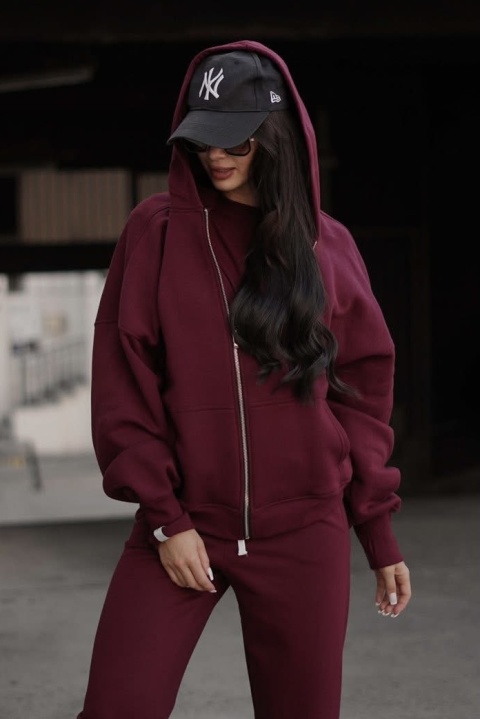 Bluza oversize z kapturem Lux – Lenoshka - Burgund Bluza oversize z kapturem Lux – Lenoshka - Burgund