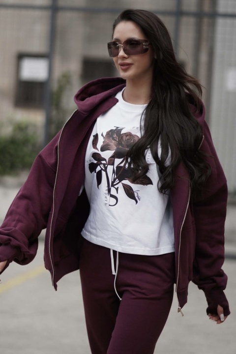 Bluza oversize z kapturem Lux – Lenoshka - Burgund Bluza oversize z kapturem Lux – Lenoshka - Burgund