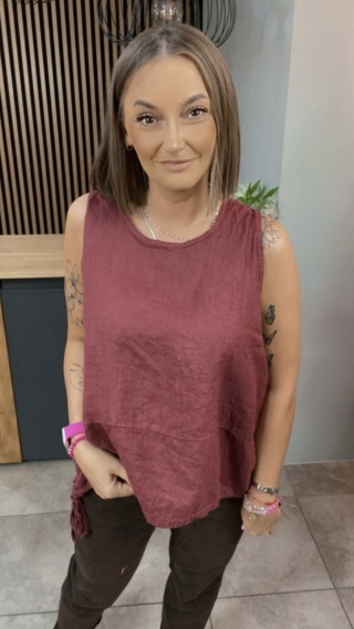 Bluzka Wiya 100% len – Burgund