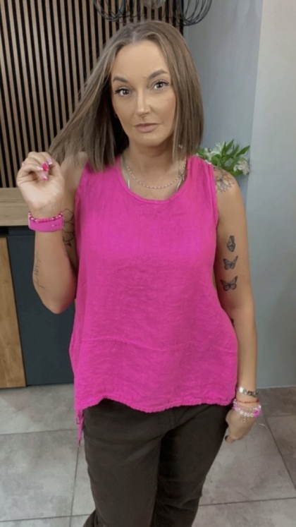Bluzka Wiya 100% len – Fuksja