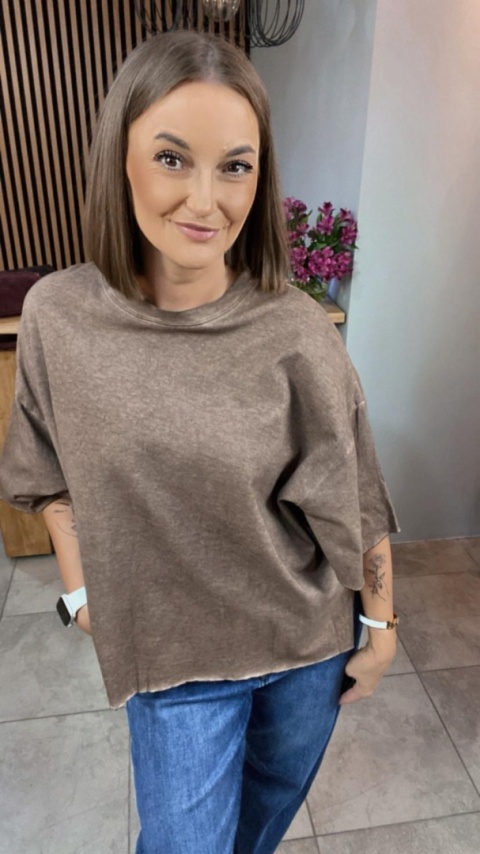 Bluzka Me too 100% bawełna – oversize - brązowa Bluzka Me too 100% bawełna – oversize - brązowa