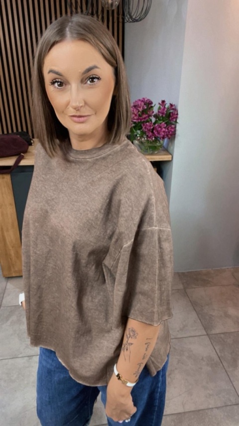 Bluzka Me too 100% bawełna – oversize - brązowa Bluzka Me too 100% bawełna – oversize - brązowa