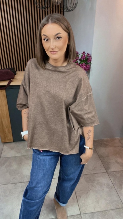 Bluzka Me too 100% bawełna – oversize - brązowa Bluzka Me too 100% bawełna – oversize - brązowa