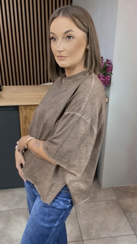 Bluzka Me too 100% bawełna – oversize - brązowa Bluzka Me too 100% bawełna – oversize - brązowa