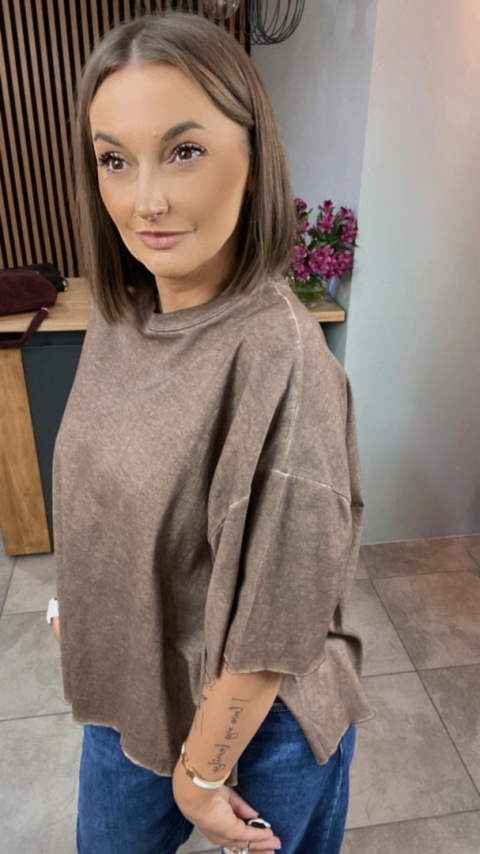 Bluzka Me too 100% bawełna – oversize - brązowa Bluzka Me too 100% bawełna – oversize - brązowa