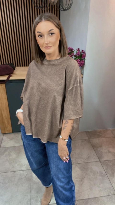 Bluzka Me too 100% bawełna – oversize - brązowa Bluzka Me too 100% bawełna – oversize - brązowa