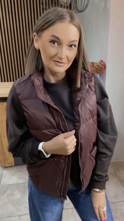 Kamizelka Naturalny Puch Burgund