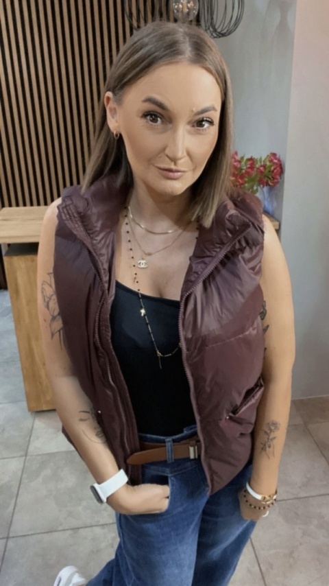 Kamizelka Naturalny Puch Burgund