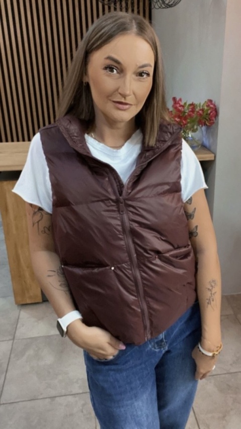 Kamizelka Naturalny Puch Burgund