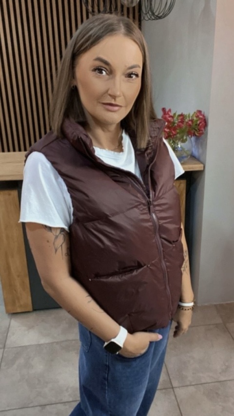 Kamizelka Naturalny Puch Burgund