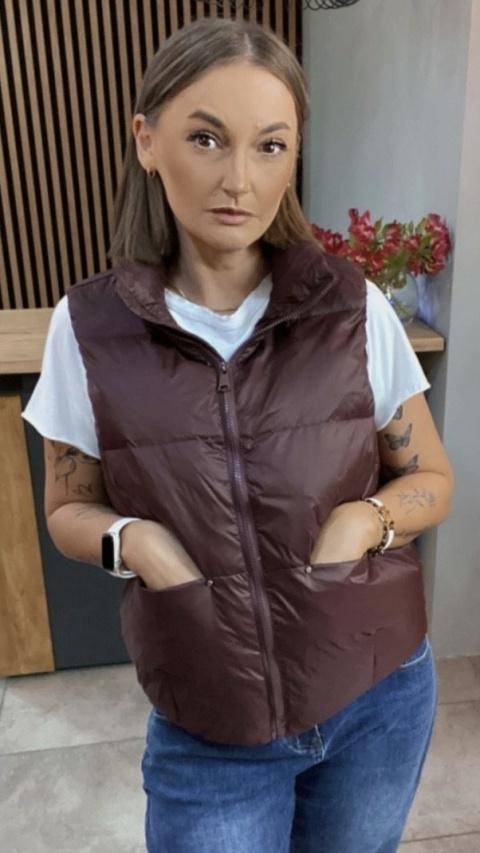 Kamizelka Naturalny Puch Burgund