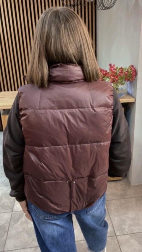Kamizelka Naturalny Puch Burgund