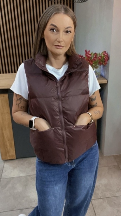 Kamizelka Naturalny Puch Burgund