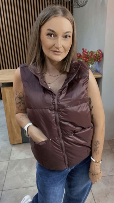 Kamizelka Naturalny Puch Burgund